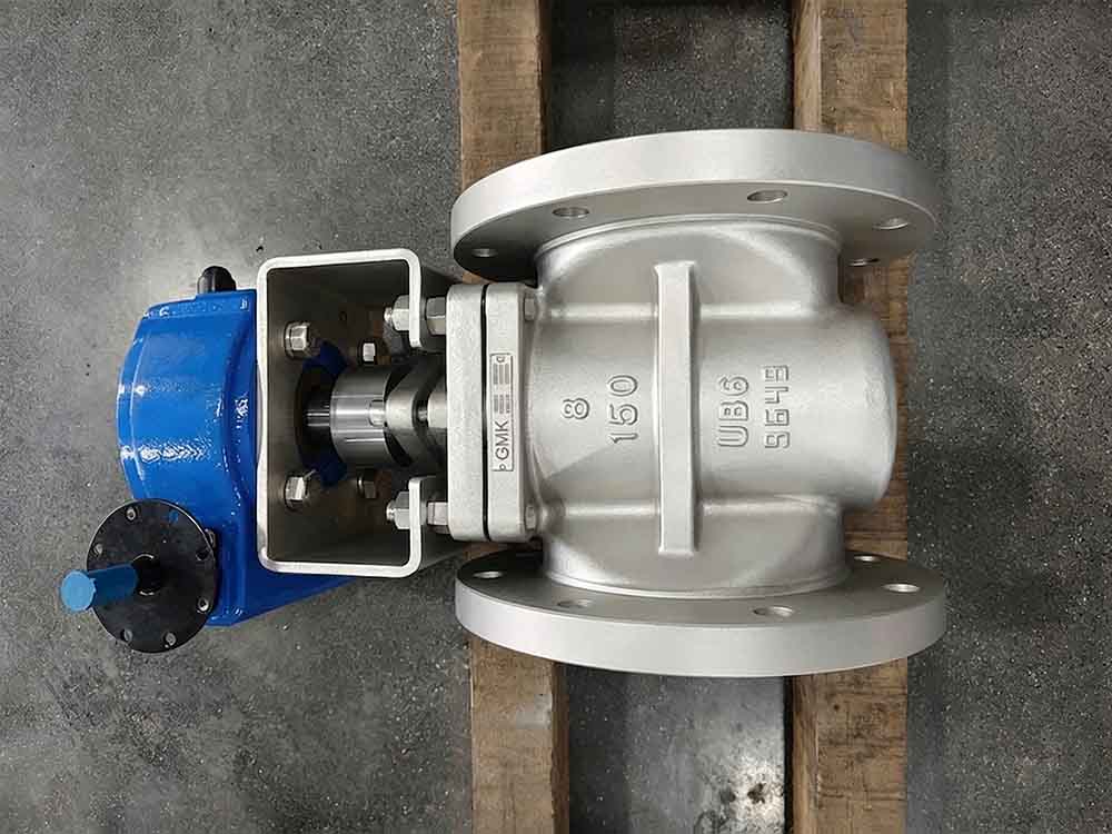 Top-down view of UB6 sleeve plug valve showing material and pressure ratings