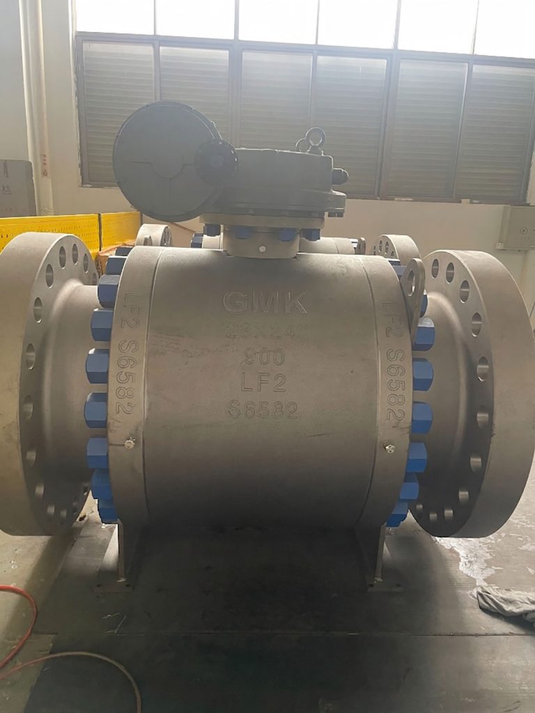 Class 900 LF2 trunnion mounted ball valve with gear operator
